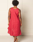 DRAPED FOREVER FROCK | LINEN - BERRY RED