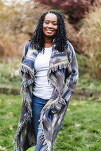 Load image into Gallery viewer, 3 WAY FREEDOM DRAPE COAT FRINGED | COTTON BLEND - BLUE OCEAN
