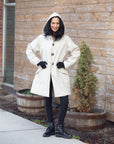 HAPPY HOODIE PUFFER COAT | LINEN - CREME