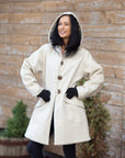 HAPPY HOODIE PUFFER COAT | LINEN - CREME
