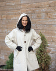 HAPPY HOODIE PUFFER COAT | LINEN - CREME