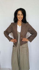 hip length jacket with hands on hips