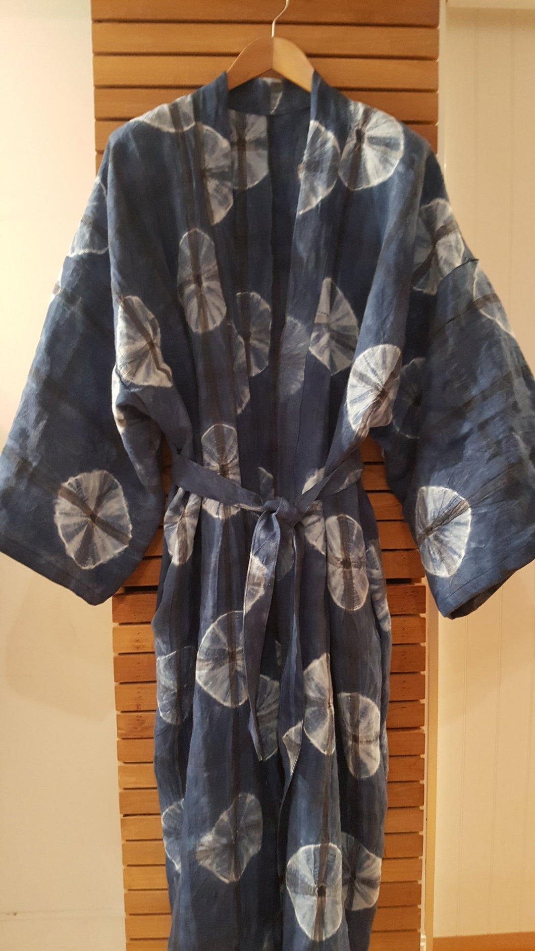 blue patterened kimono