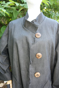 charcoal denim jacket with buttons