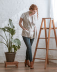 INVESTED VEST in 100% LINEN in wheat