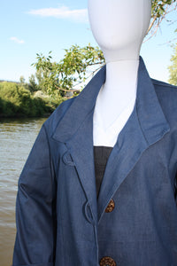 blue denim jacket on mannequin