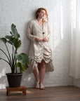 UPCYCLED LACE CARDIGAN in 100% organic COTTON in CREME