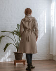 hooded long coat in natural back