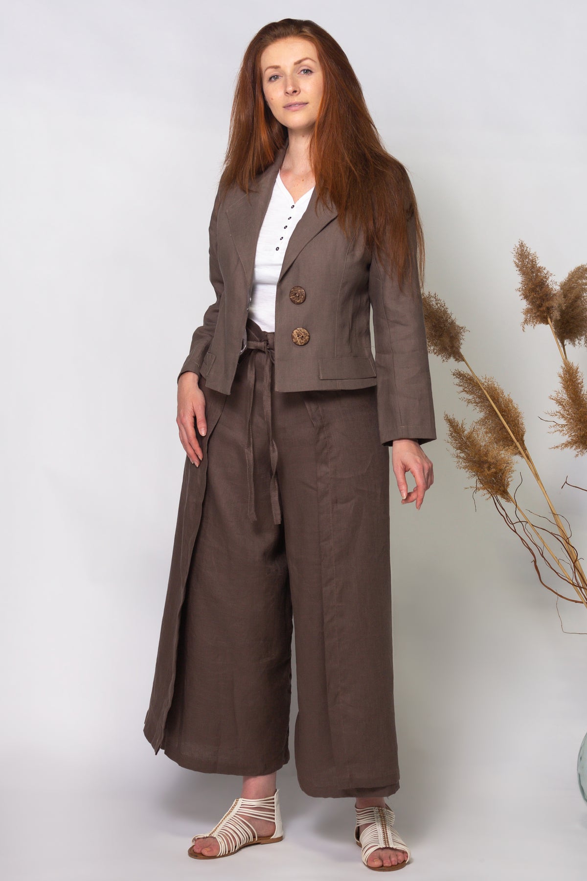 ENDLESS SUCCESS TAILORED JACKET, 100% LINEN, in CINNAMON colour tone