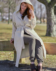 100% organic cotton, creme coloured hooded robe