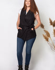 INVESTED VEST in 100% NATURAL LINEN in BLACK