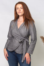 Load image into Gallery viewer, grey wrap tied shirt
