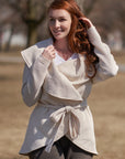 Creme circle jacket belted