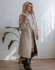 creme coloured hooded coat