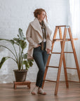 Creme circle jacket on model